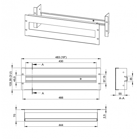 Panel 19" para magnetotermicos 3U.