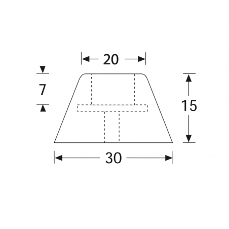 Taco de goma 30 x 15 mm