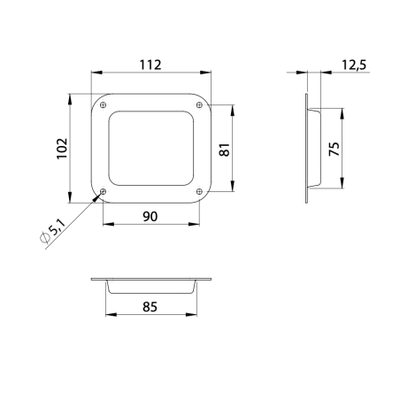 Base empotrable de acero galvanizado