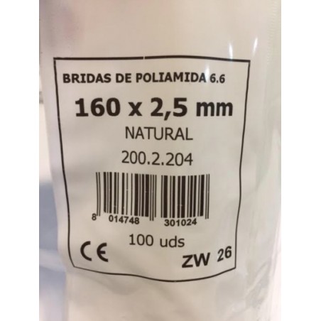 Bridas 160 x 2,5 Blanca